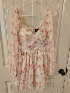 Windsor Pink Floral Long-Sleeve Mini Dress